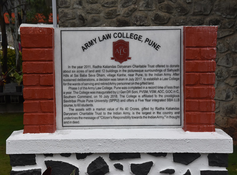 Gifting 6 acres of land for army law college